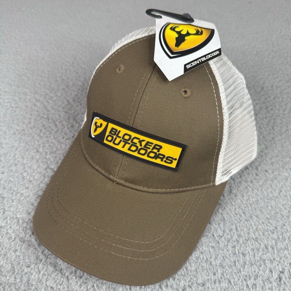 Scent Blocker Outdoors Hat Brown Snap Back Mesh Ball Cap Badge Logo NWT Hunting